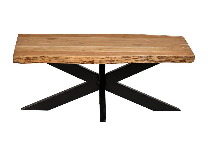 Table basse 120 x 60 cm en bois massif d'acacia et métal noir - OTTAWA