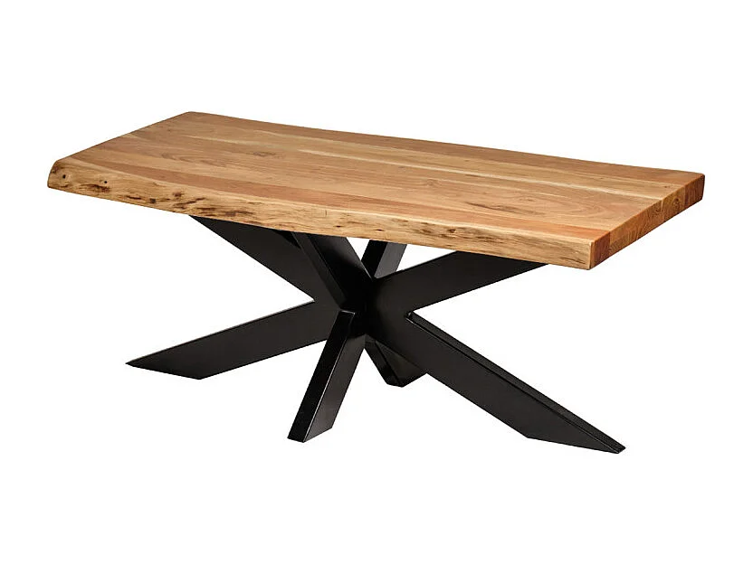 Table basse 120 x 60 cm en bois massif d'acacia et métal noir - OTTAWA