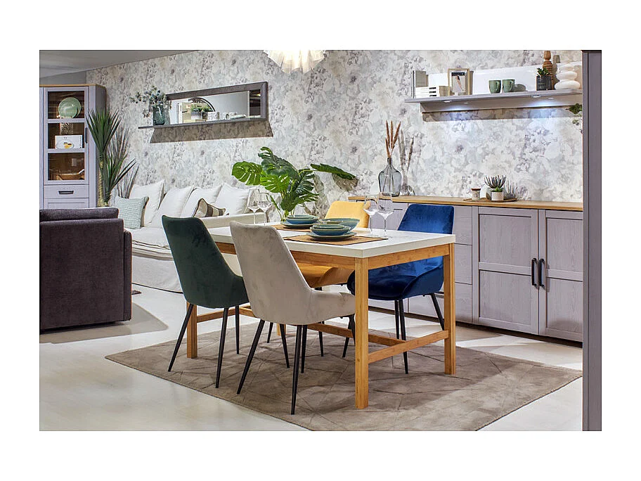 Table L. 140 cm en bois de bambou et plateau blanc mat - ZEZOLLA 0461