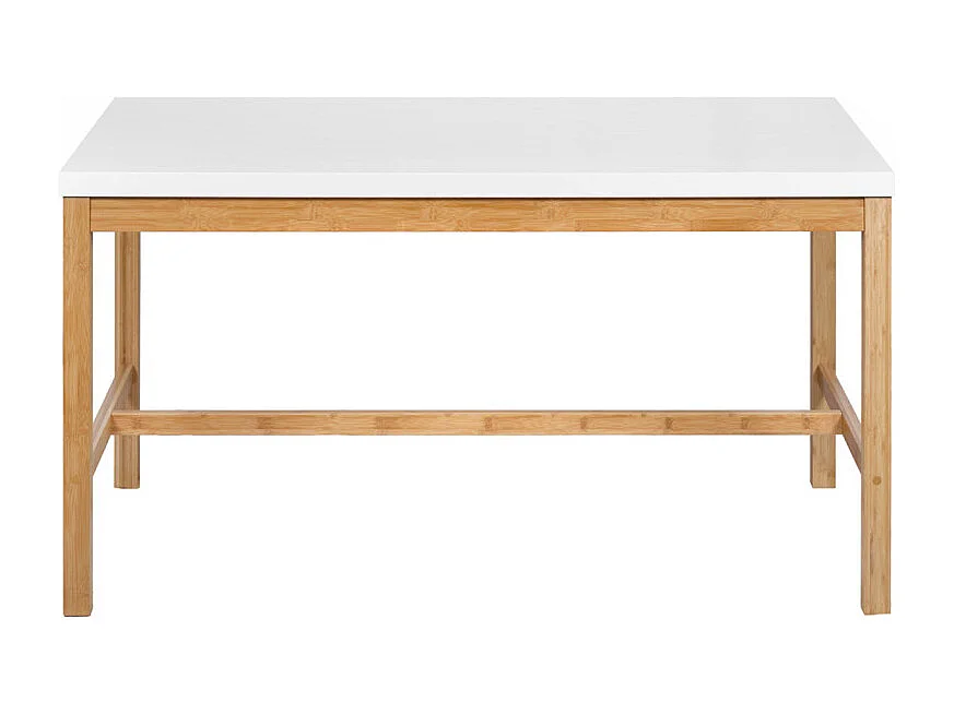 Table L. 140 cm en bois de bambou et plateau blanc mat - ZEZOLLA 0461