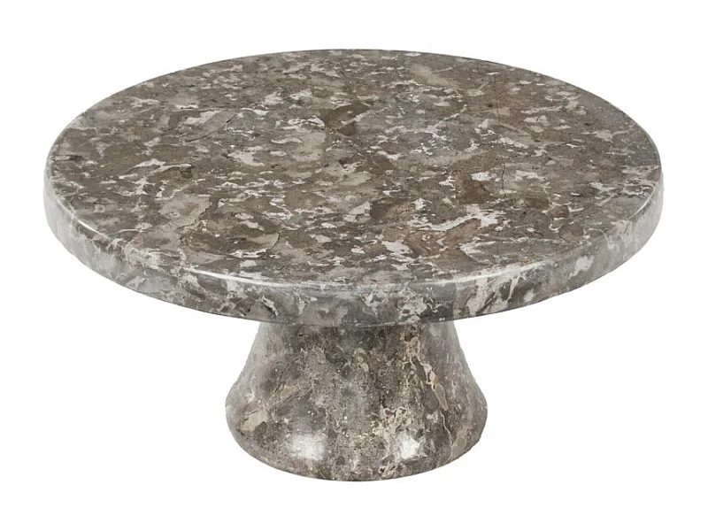 Plateau / Présentoir rond sur pied D. 25 cm en marbre gris - MARGARET