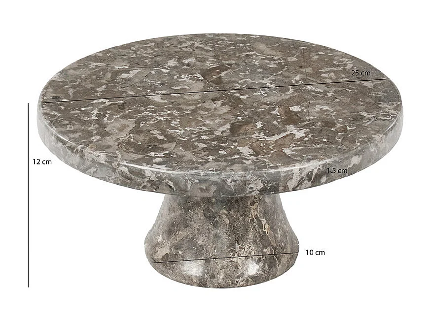 Plateau / Présentoir rond sur pied D. 25 cm en marbre gris - MARGARET