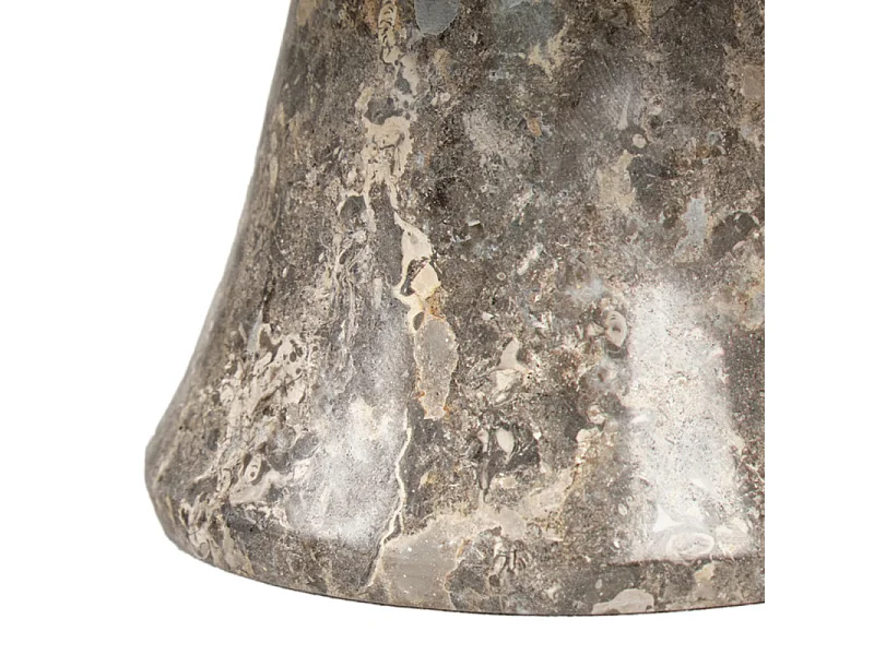 Plateau / Présentoir rond sur pied D. 25 cm en marbre gris - MARGARET