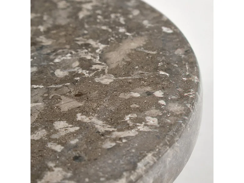 Plateau / Présentoir rond sur pied D. 25 cm en marbre gris - MARGARET