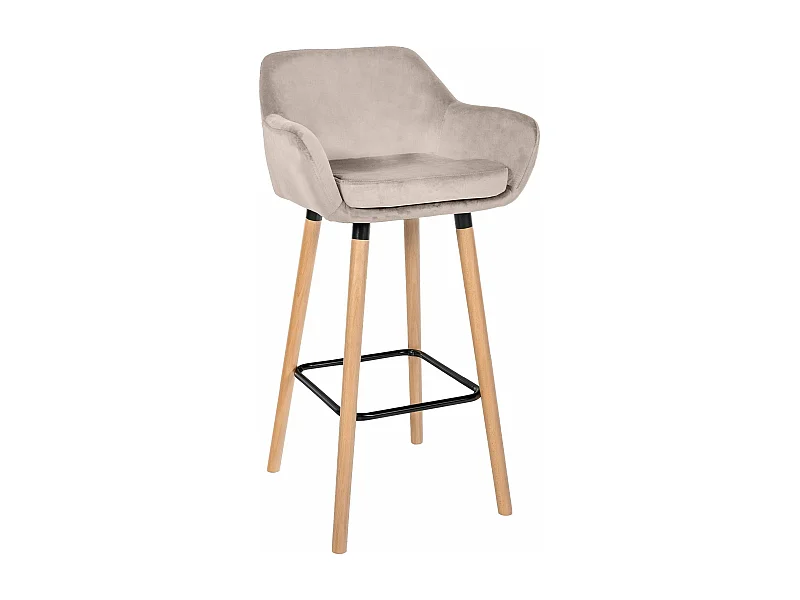 Tabouret de bar - Velours - Crème - Grant