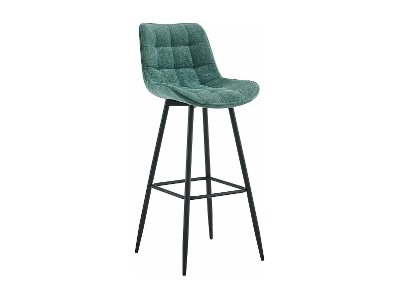 Tabouret de bar - Tissu & Métal noir mat - Vert - Dartford
