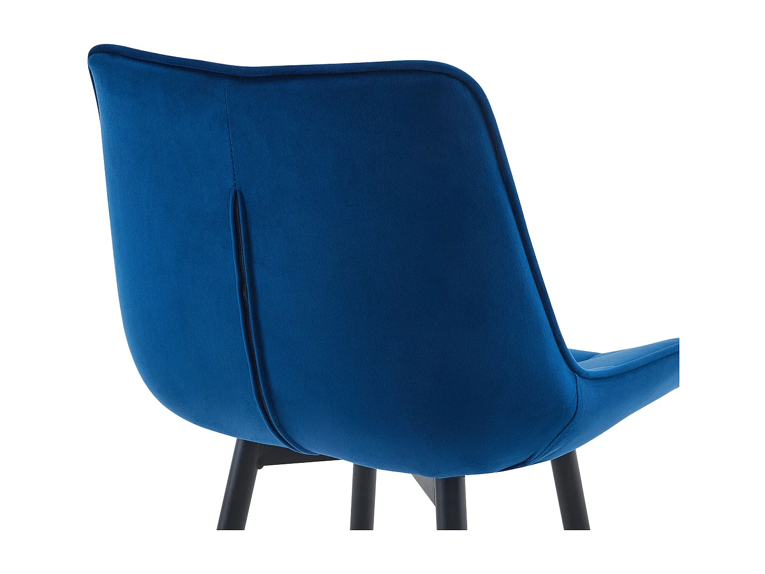 Tabouret de bar - Velours & Métal noir mat - Bleu - Dartford