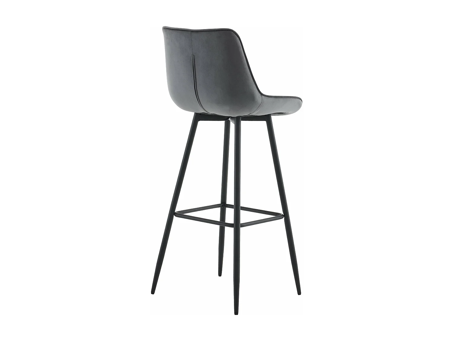 Lot de 2  Tabouret de bar - Velours & Métal noir mat - Gris foncé - Dartford