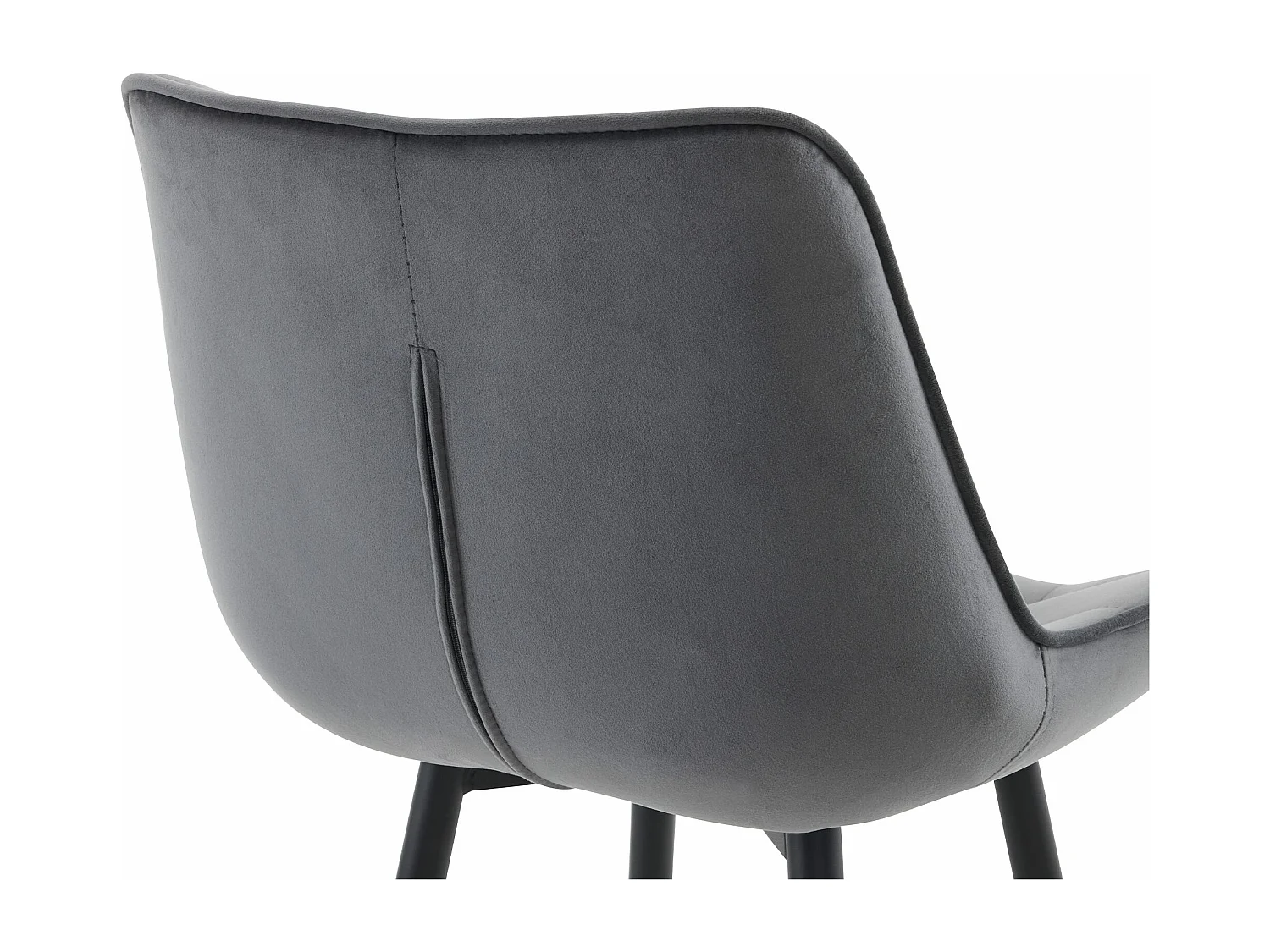 Lot de 2  Tabouret de bar - Velours & Métal noir mat - Gris foncé - Dartford