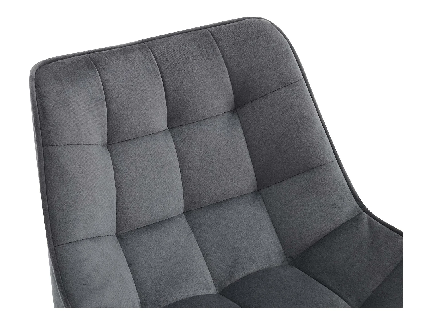 Tabouret de bar - Velours & Métal noir mat - Gris foncé - Dartford