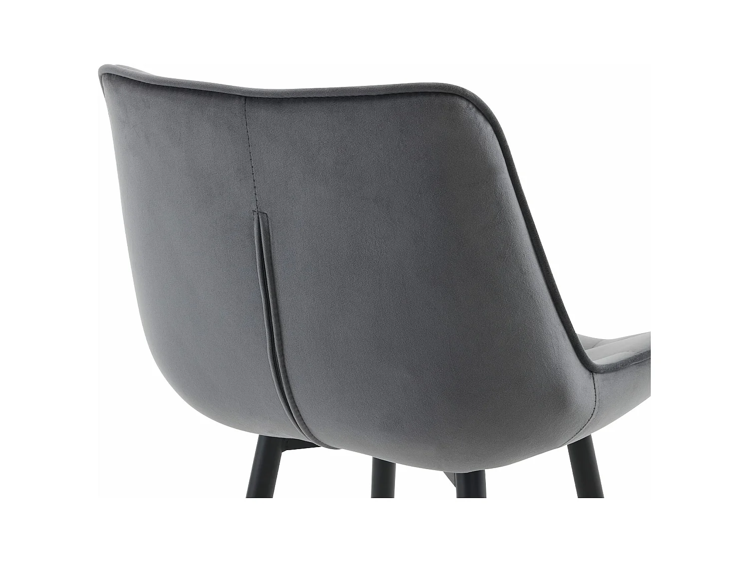 Tabouret de bar - Velours & Métal noir mat - Gris foncé - Dartford