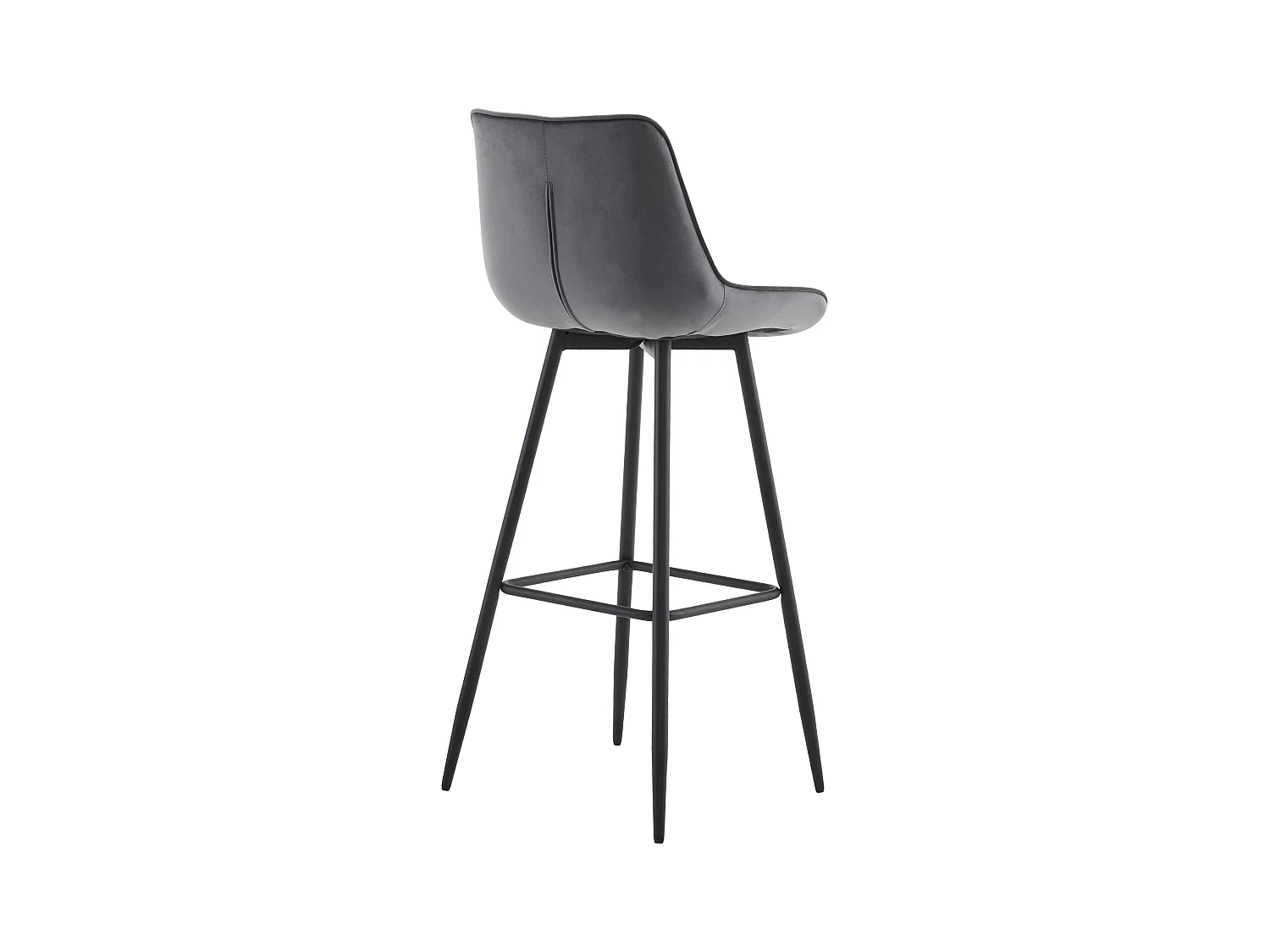 Tabouret de bar - Velours & Métal noir mat - Gris foncé - Dartford