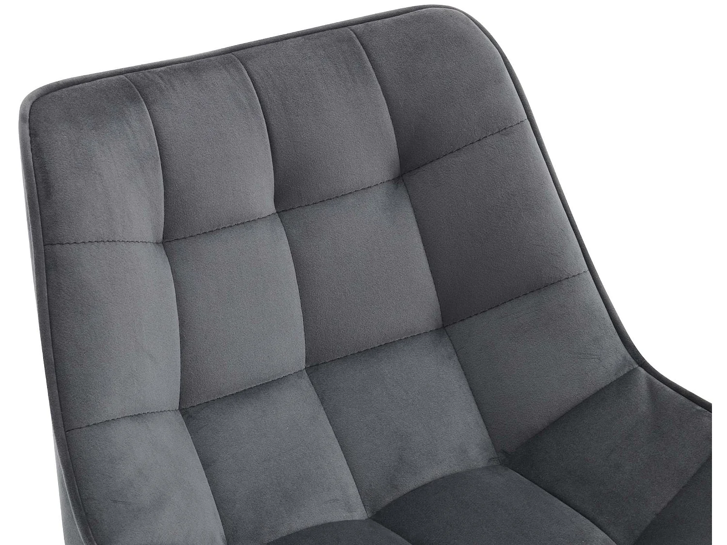 Tabouret de bar - Velours & Métal noir mat - Gris foncé - Dartford