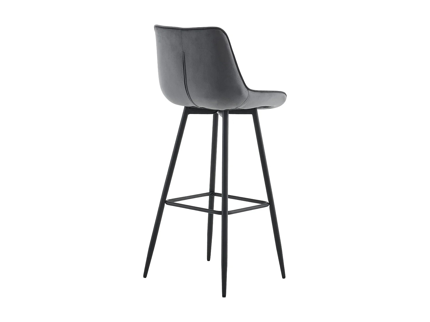 Tabouret de bar - Velours & Métal noir mat - Gris foncé - Dartford