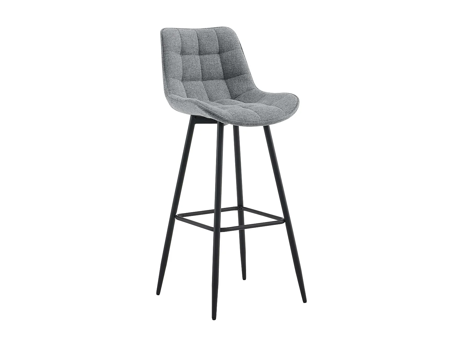 Tabouret de bar - Tissu & Métal noir mat - Gris - Dartford