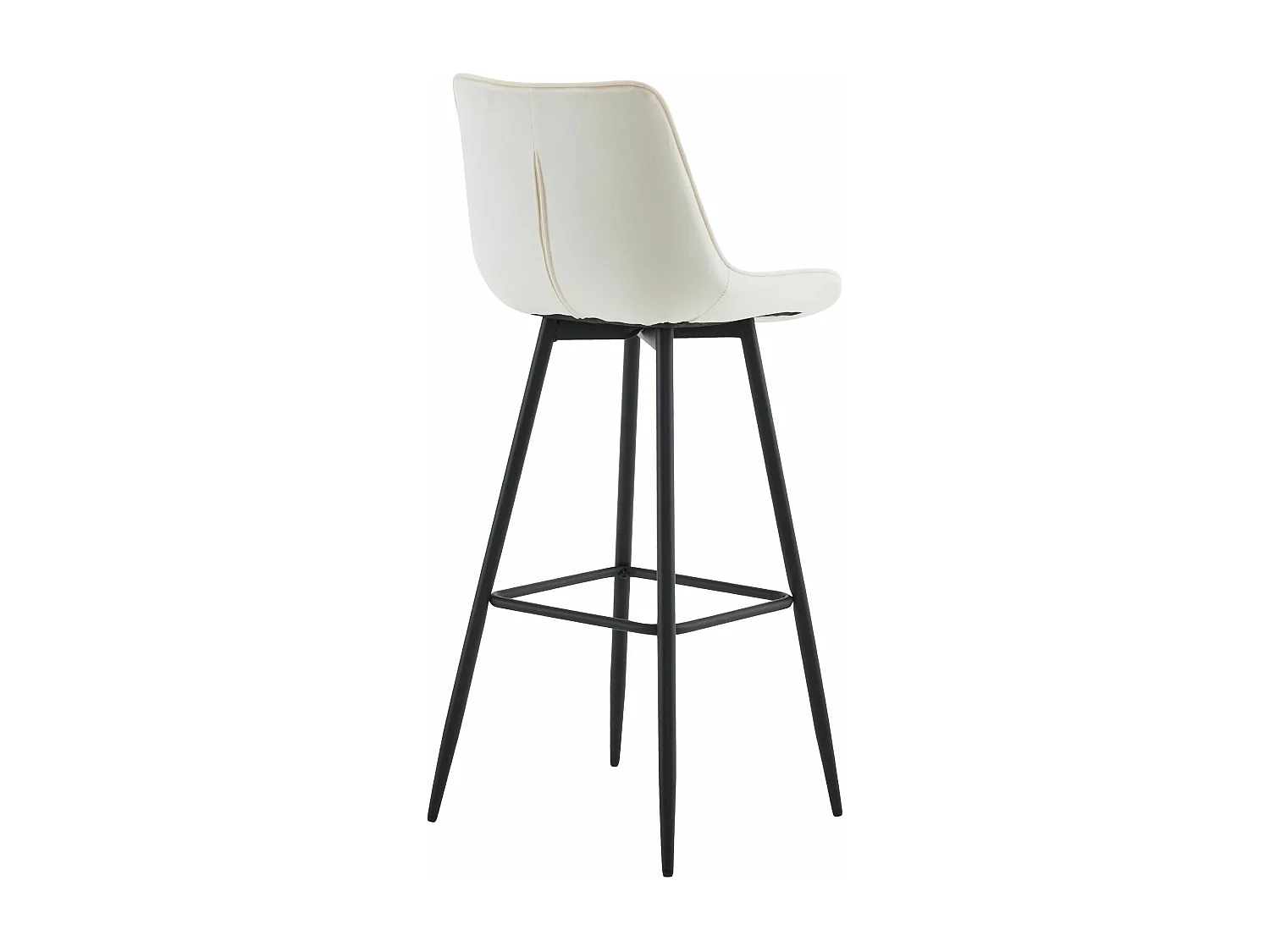 Lot de 2  Tabouret de bar - Velours & Métal noir mat - Crème - Dartford