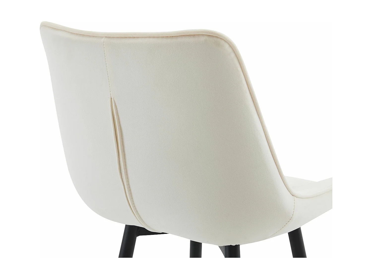 Lot de 2  Tabouret de bar - Velours & Métal noir mat - Crème - Dartford