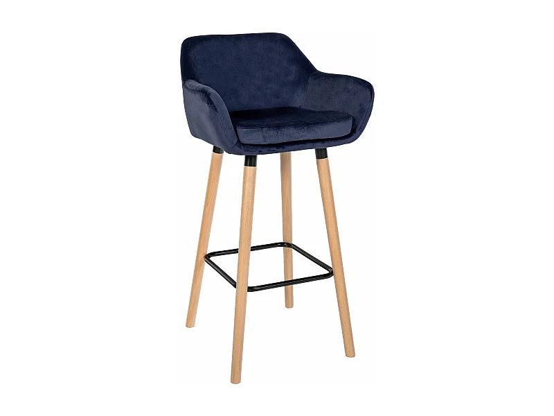 Tabouret de bar - Velours - Bleu foncé - Grant