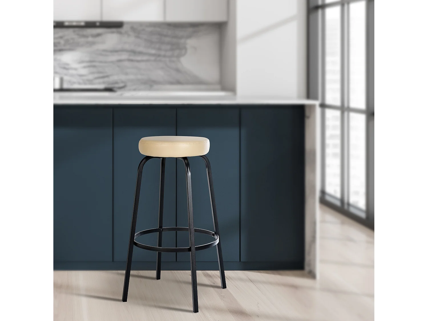 Tabouret de bar - Similicuir - Crème - Kamari