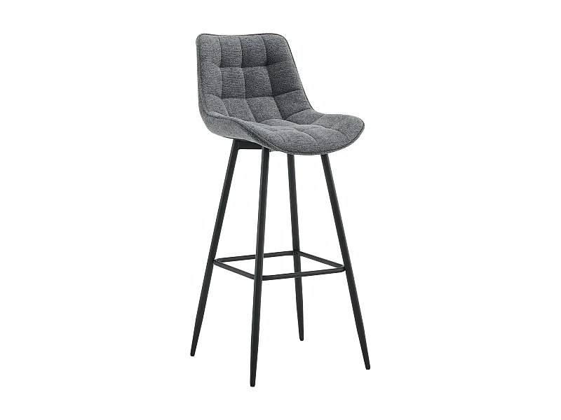 Tabouret de bar - Tissu & Métal noir mat - Gris foncé - Dartford