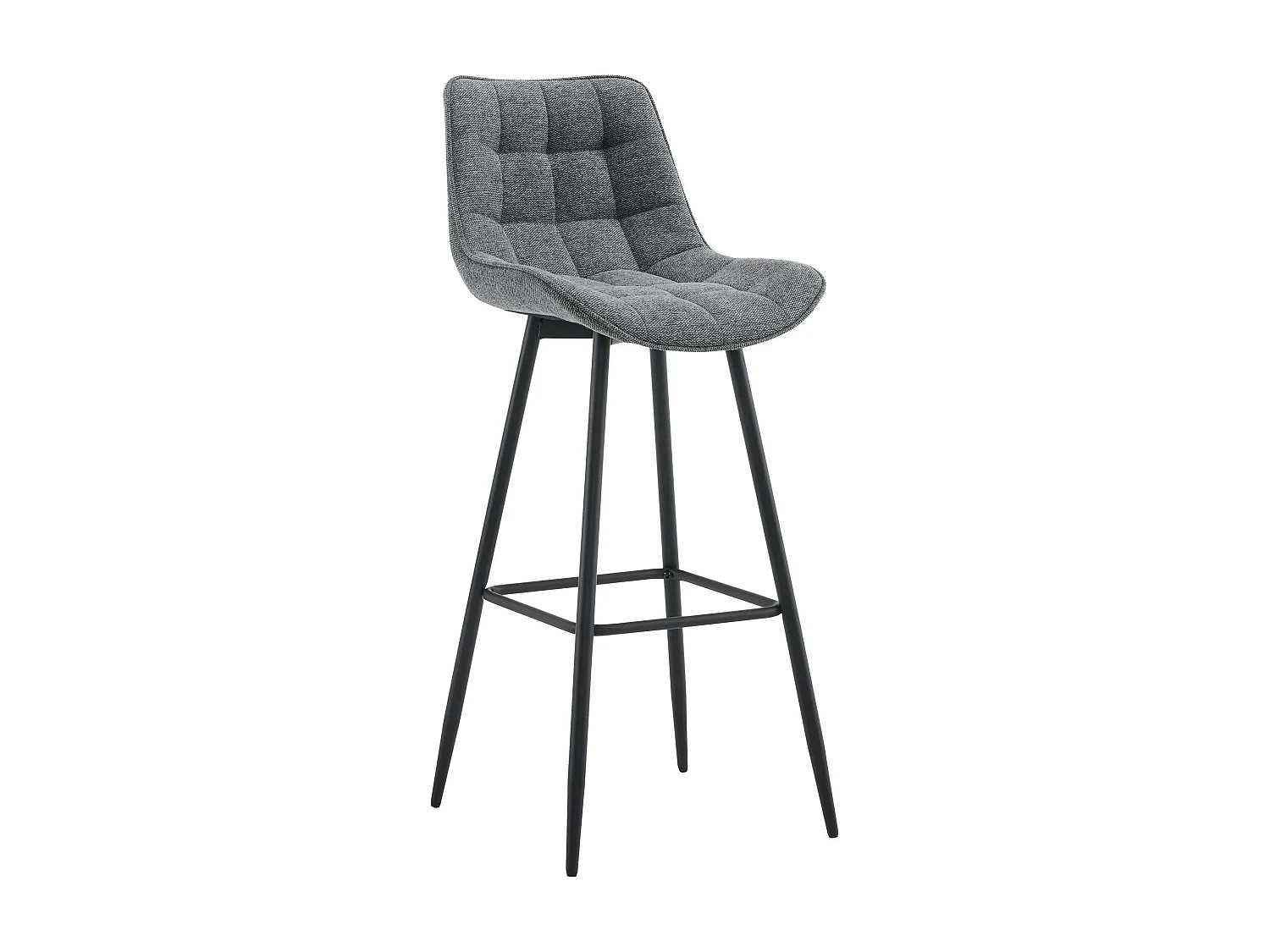 Tabouret de bar - Tissu & Métal noir mat - Gris foncé - Dartford