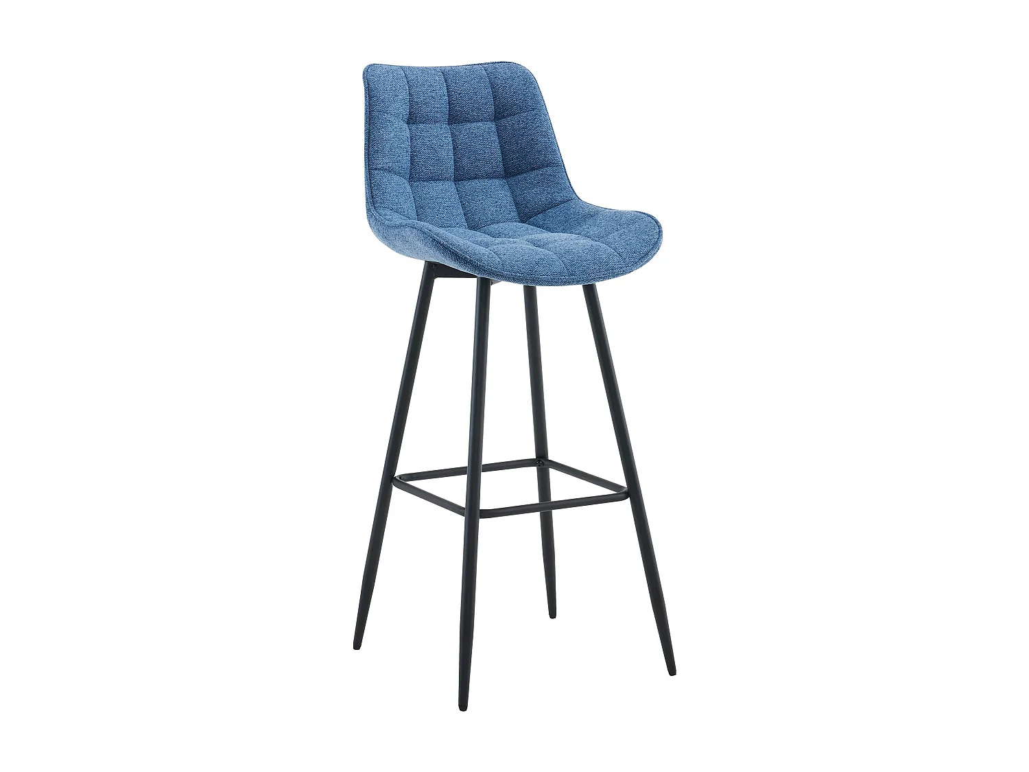 Tabouret de bar - Tissu & Métal noir mat - Bleu - Dartford