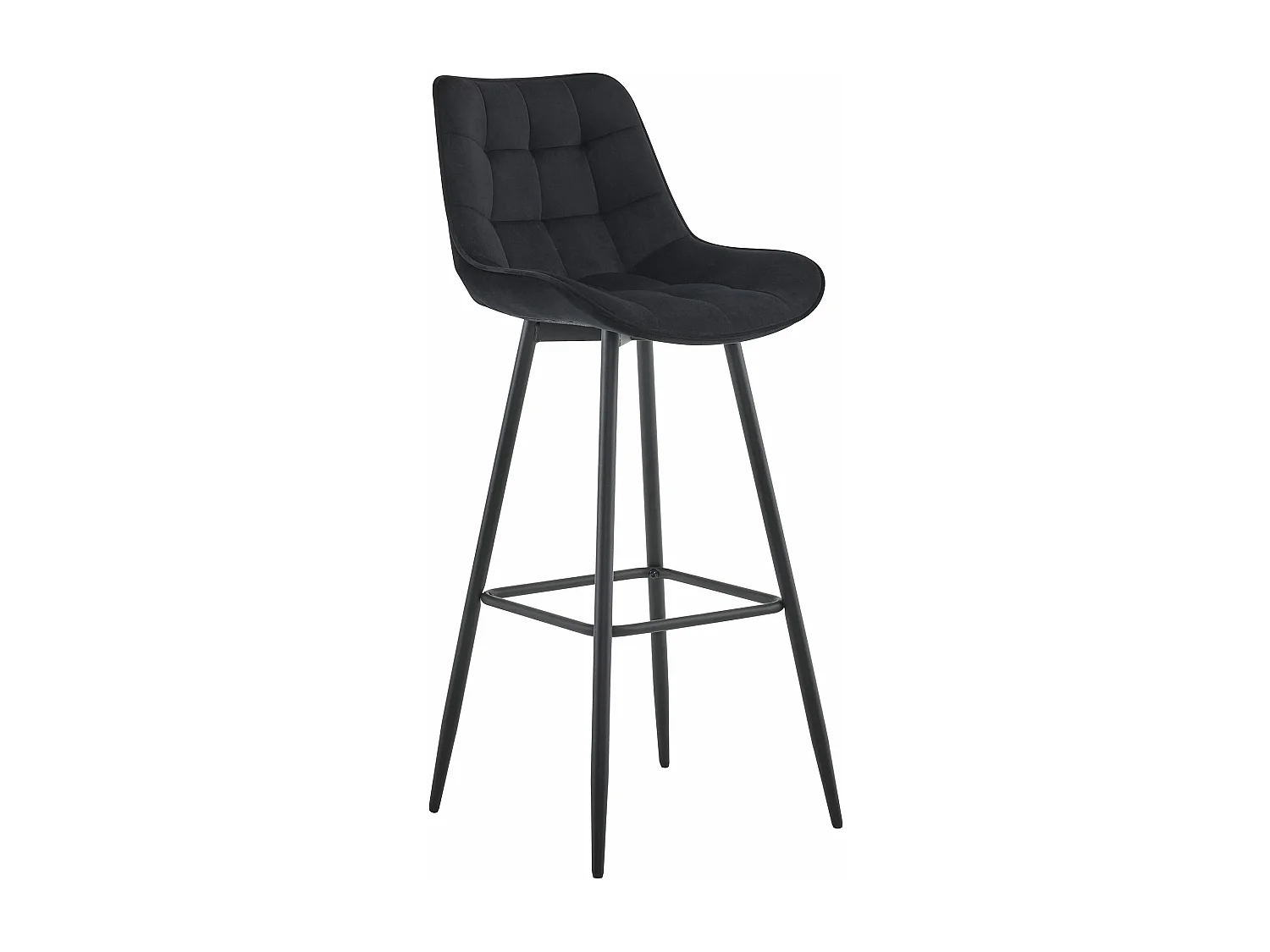 Tabouret de bar - Velours & Métal noir mat - Noir - Dartford