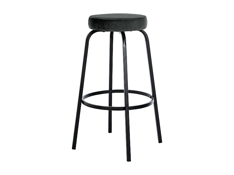 Tabouret de bar - Velours - Gris foncé - Kamari