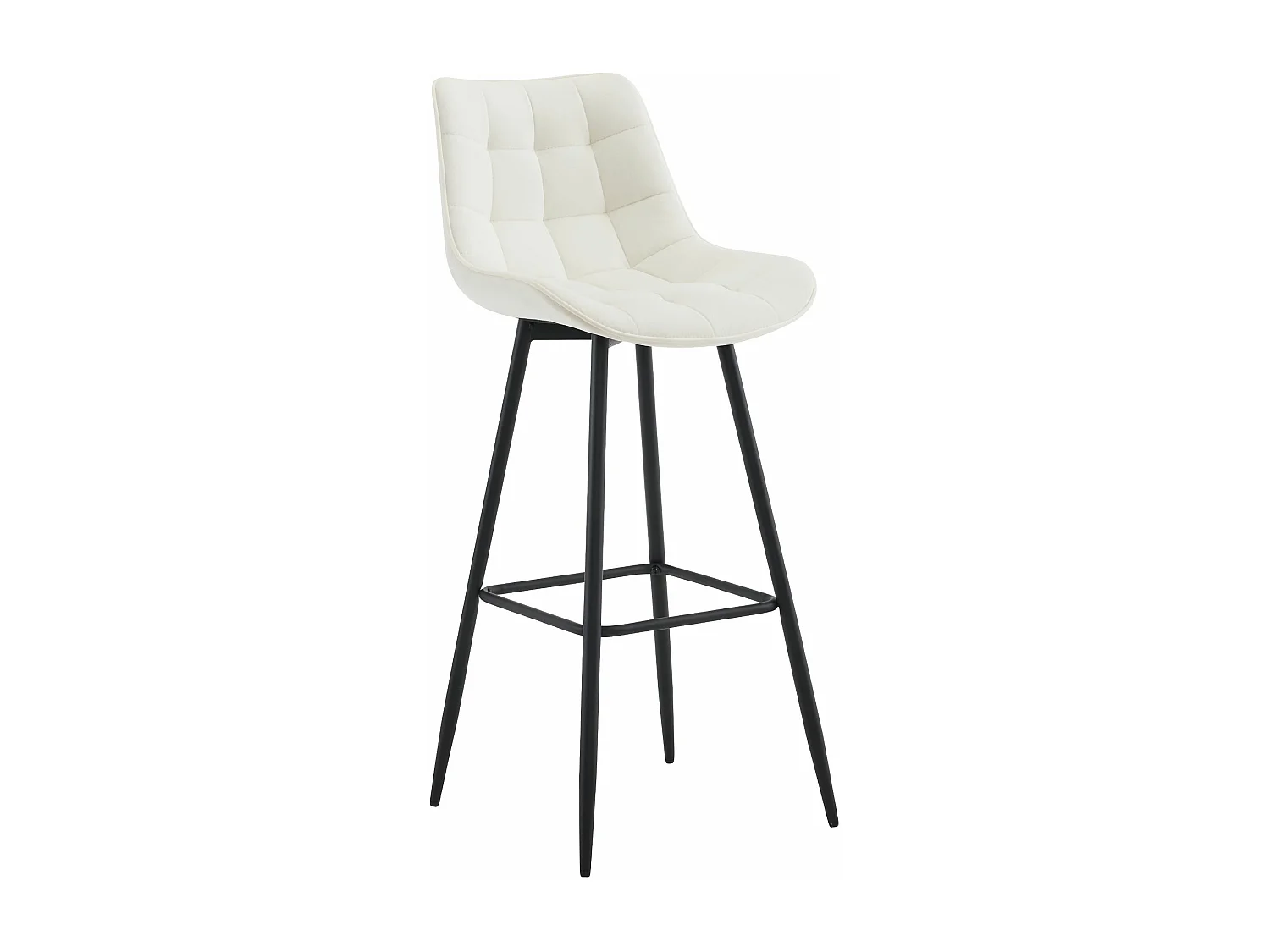 Tabouret de bar - Velours & Métal noir mat - Crème - Dartford