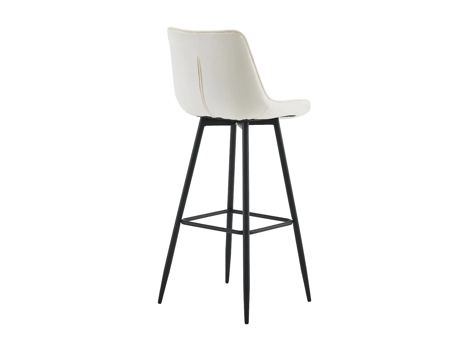 Tabouret de bar - Velours & Métal noir mat - Crème - Dartford