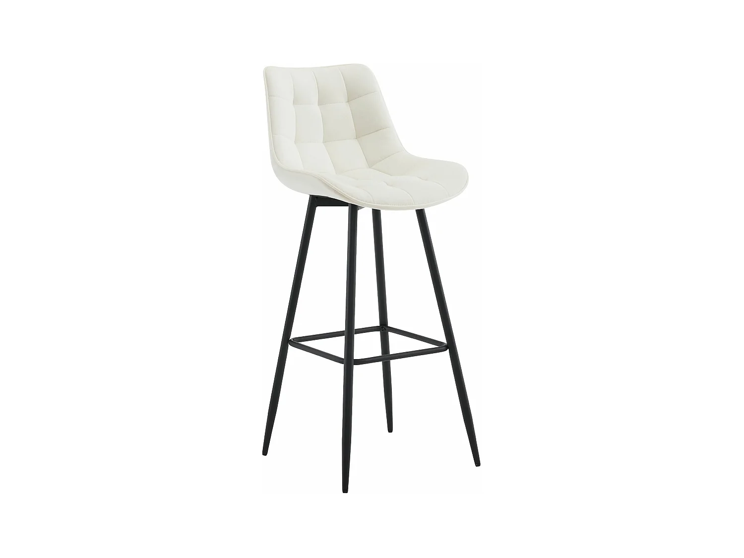 Tabouret de bar - Velours & Métal noir mat - Crème - Dartford
