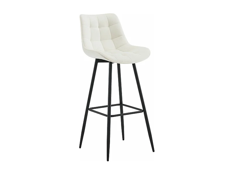 Tabouret de bar - Velours & Métal noir mat - Crème - Dartford