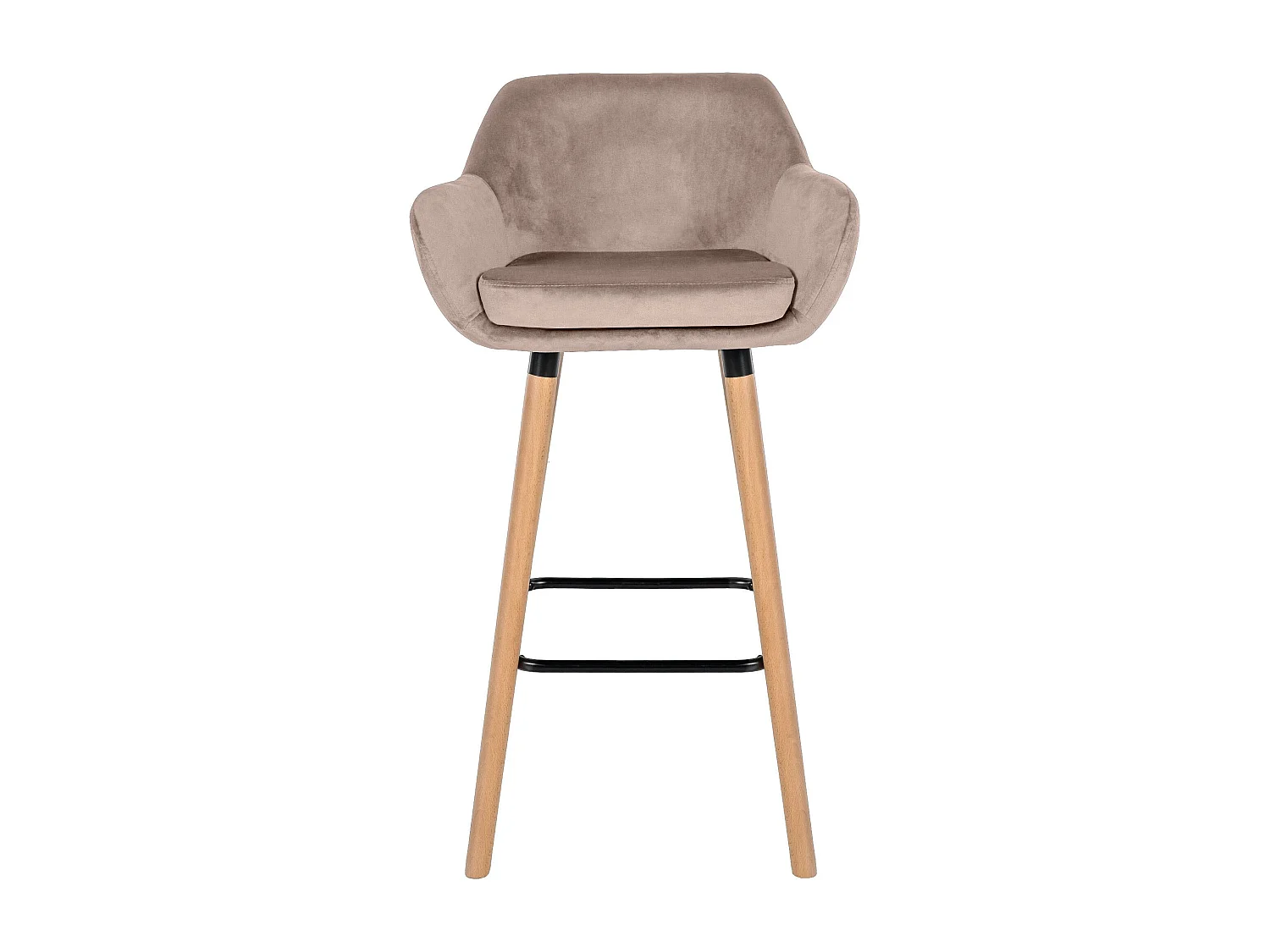 Lot de 2  Tabouret de bar - Velours - Gris clair - Grant