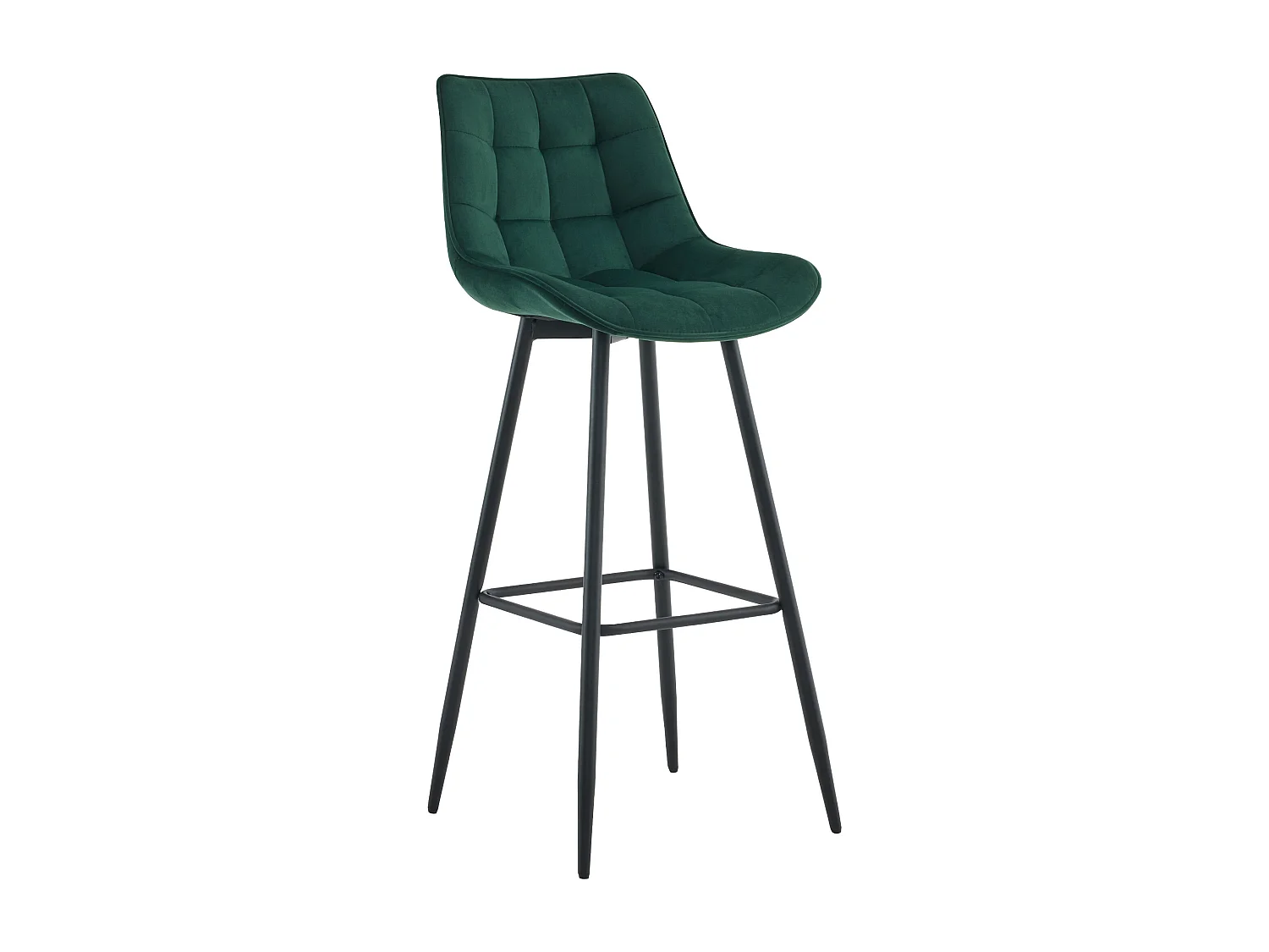 Tabouret de bar - Velours & Métal noir mat - Vert - Dartford
