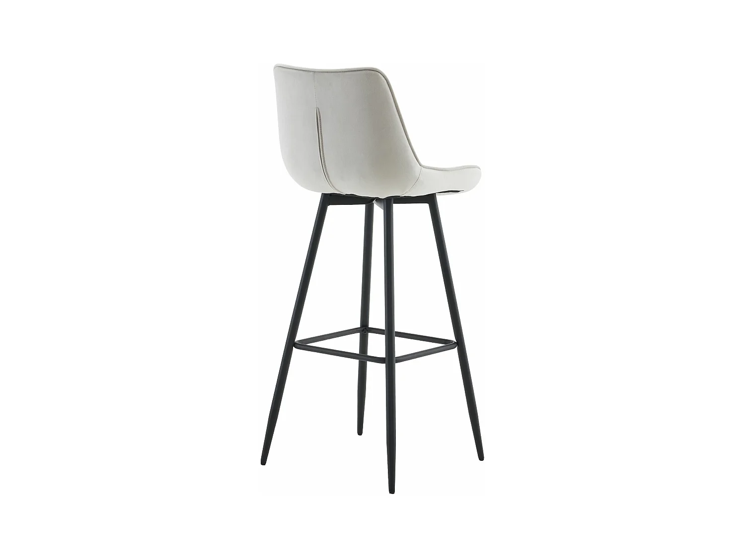 Tabouret de bar - Velours & Métal noir mat - Gris - Dartford