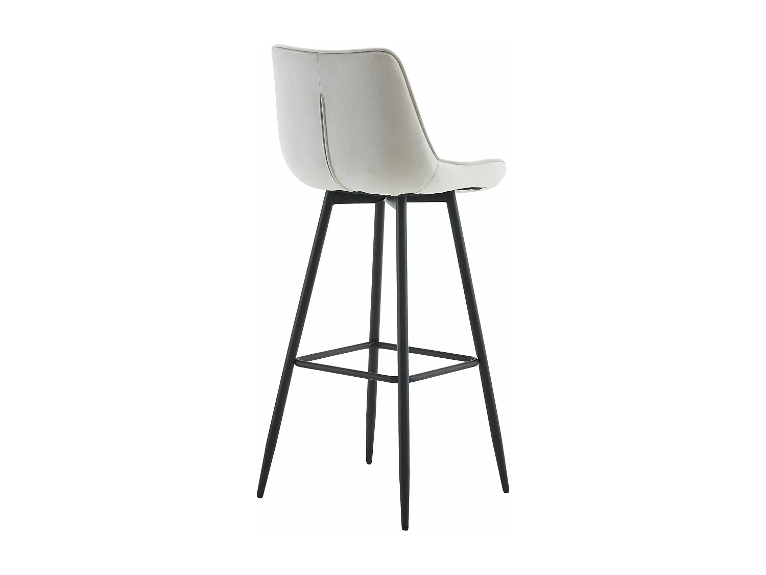 Tabouret de bar - Velours & Métal noir mat - Gris - Dartford