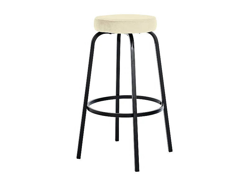 Tabouret de bar - Velours - Crème - Kamari