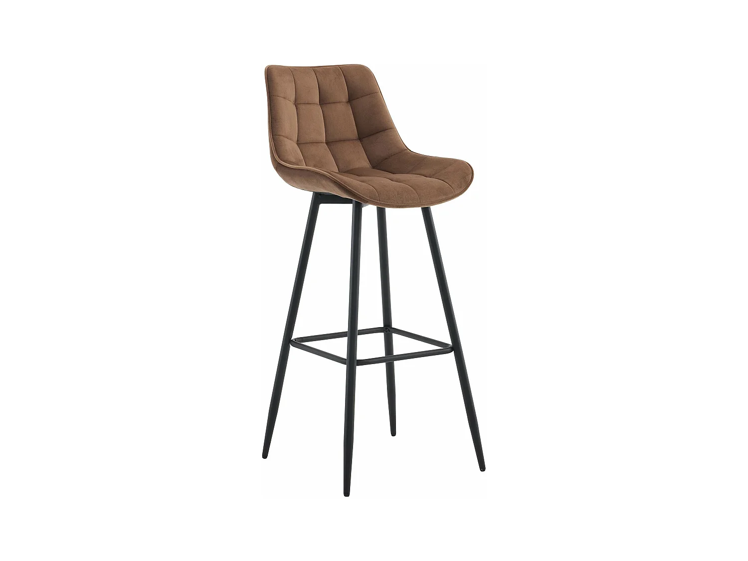 Tabouret de bar - Velours & Métal noir mat - Marron - Dartford