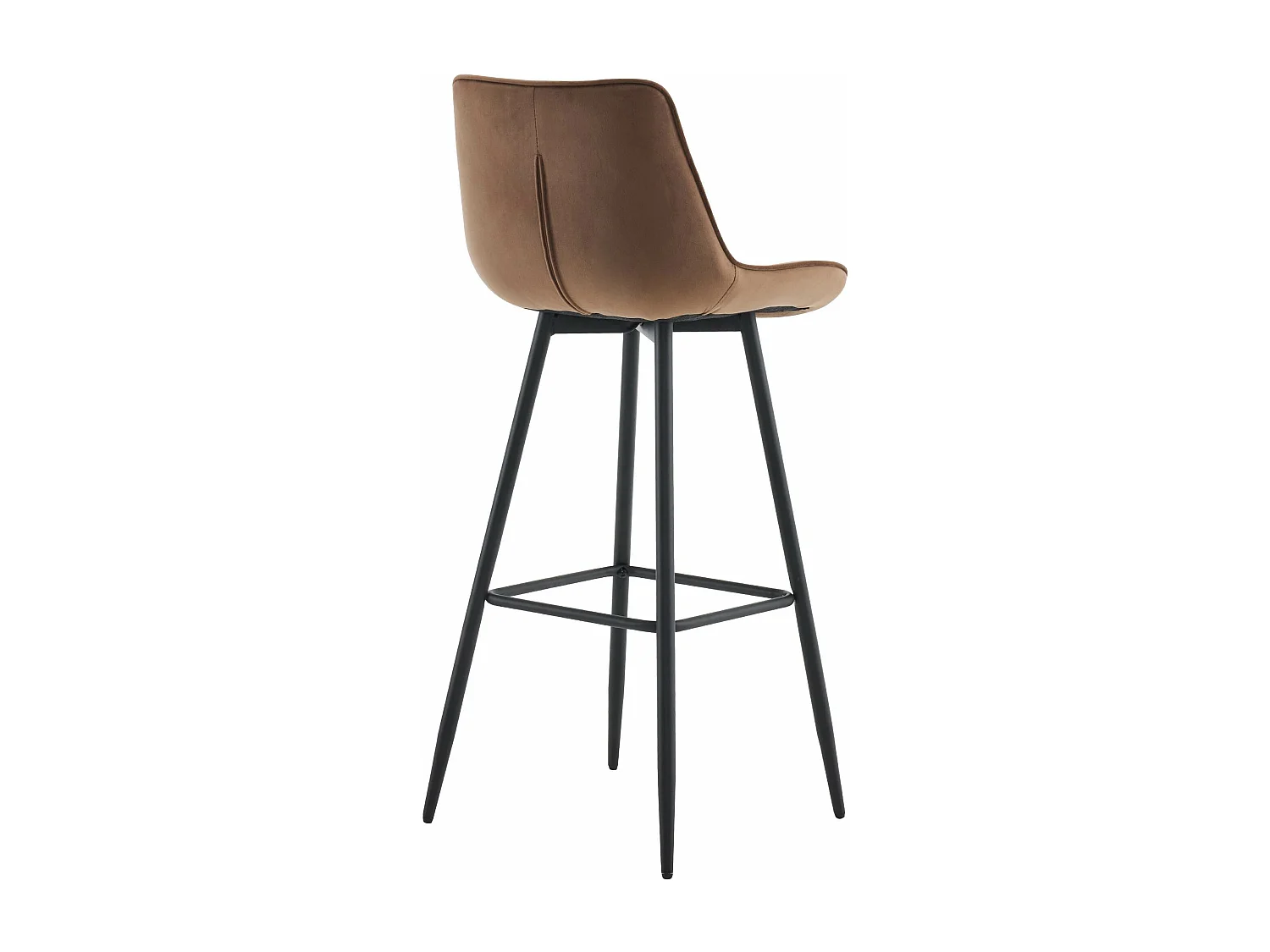 Lot de 2  Tabouret de bar - Velours & Métal noir mat - Marron - Dartford