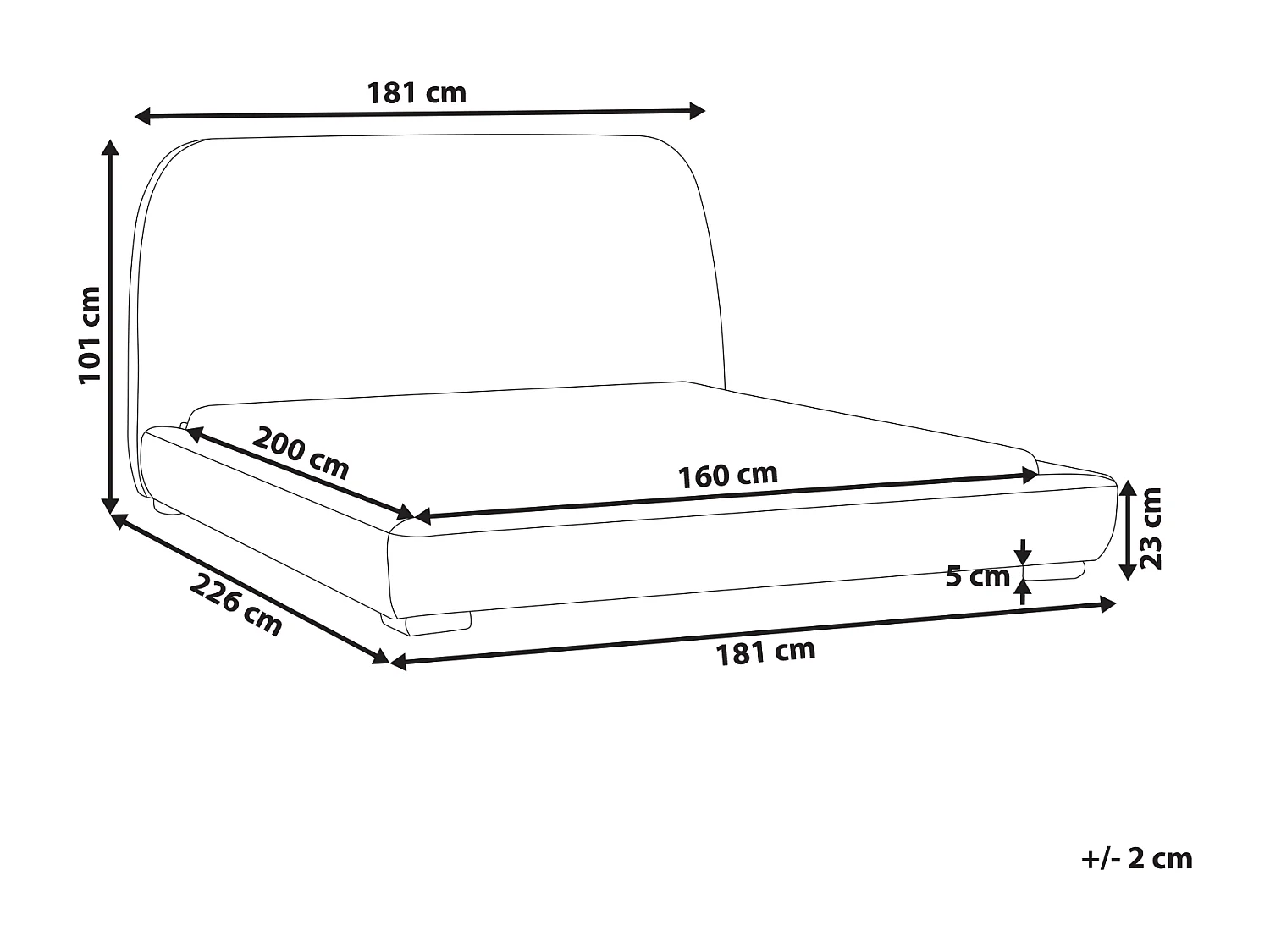 Letto Tessuto ROISEL 160 x 200 cm Beige chiaro