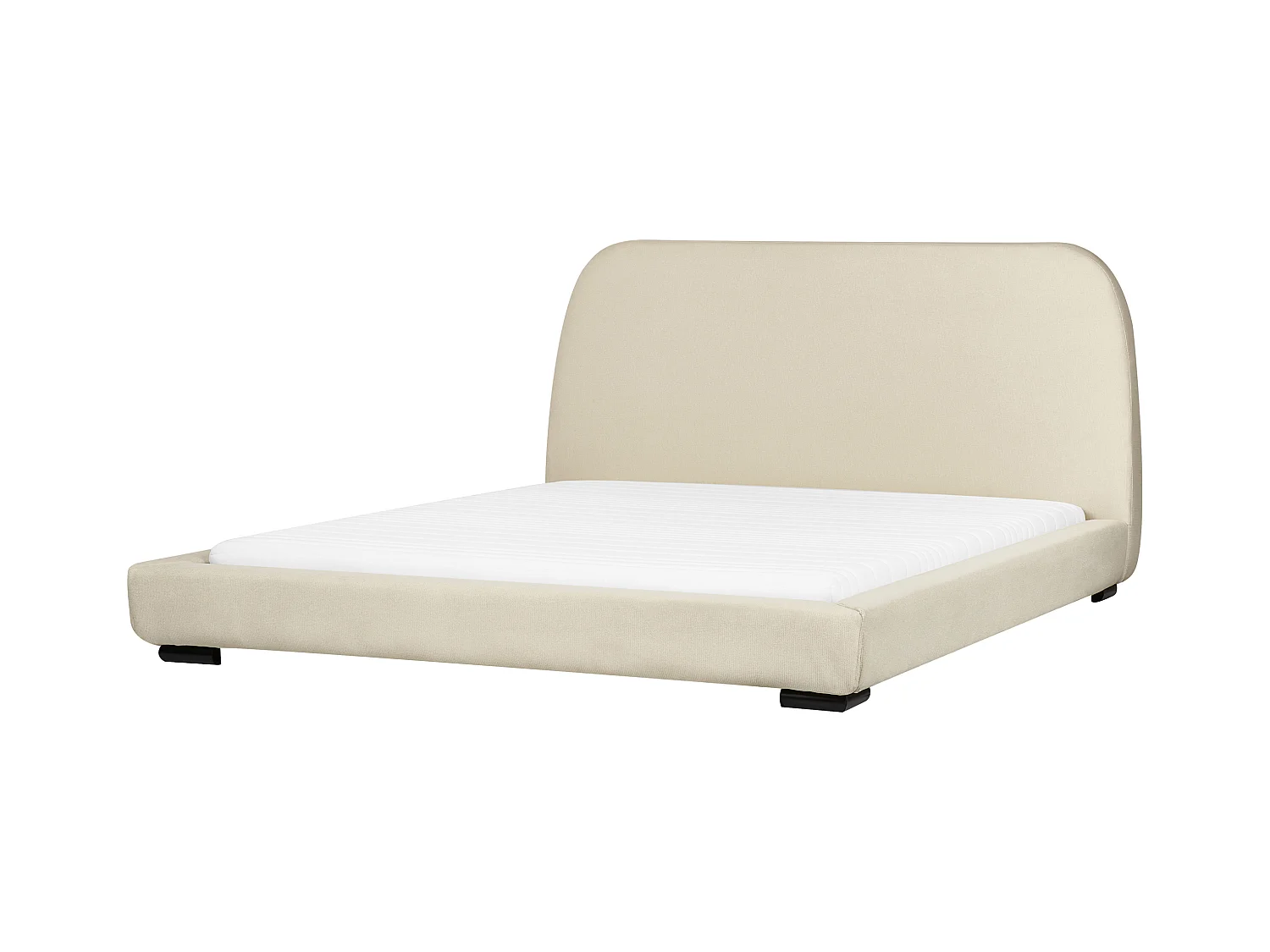 Lit avec sommier Tissu ROISEL 160 x 200 cm Beige clair