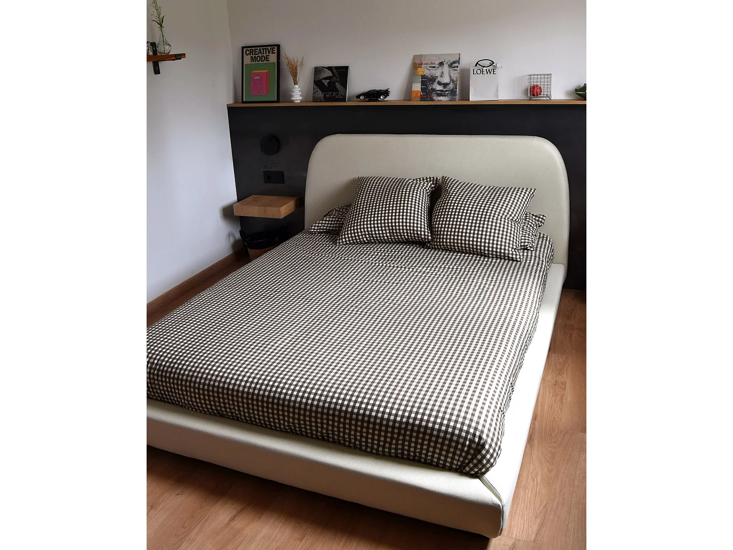 Bett mit Lattenrost Stoff ROISEL 160 x 200 cm Hellbeige