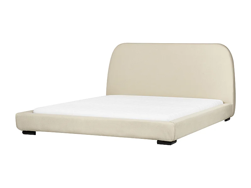 Bett mit Lattenrost Stoff ROISEL 160 x 200 cm Hellbeige