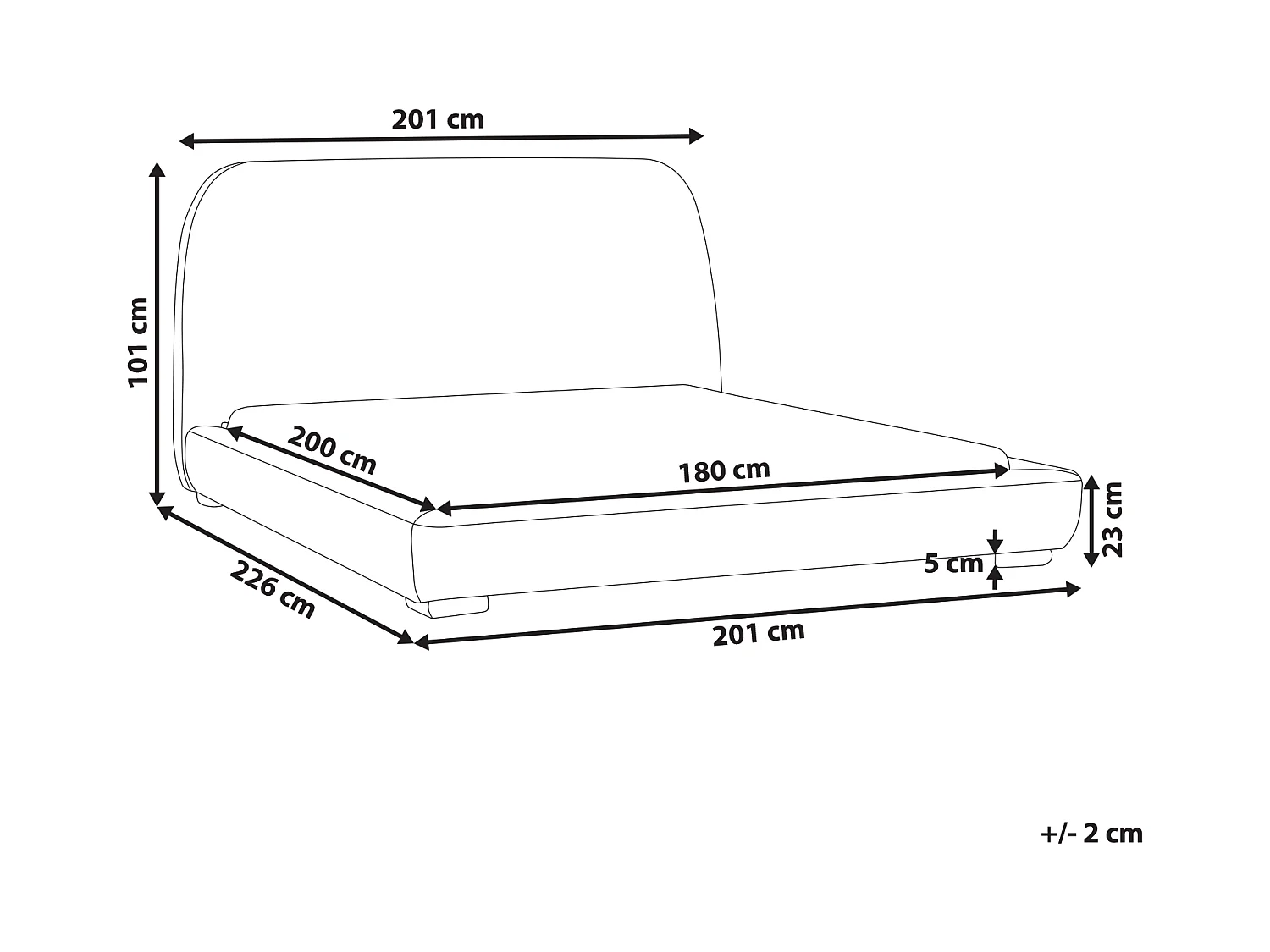 Letto Tessuto ROISEL 180 x 200 cm Beige chiaro