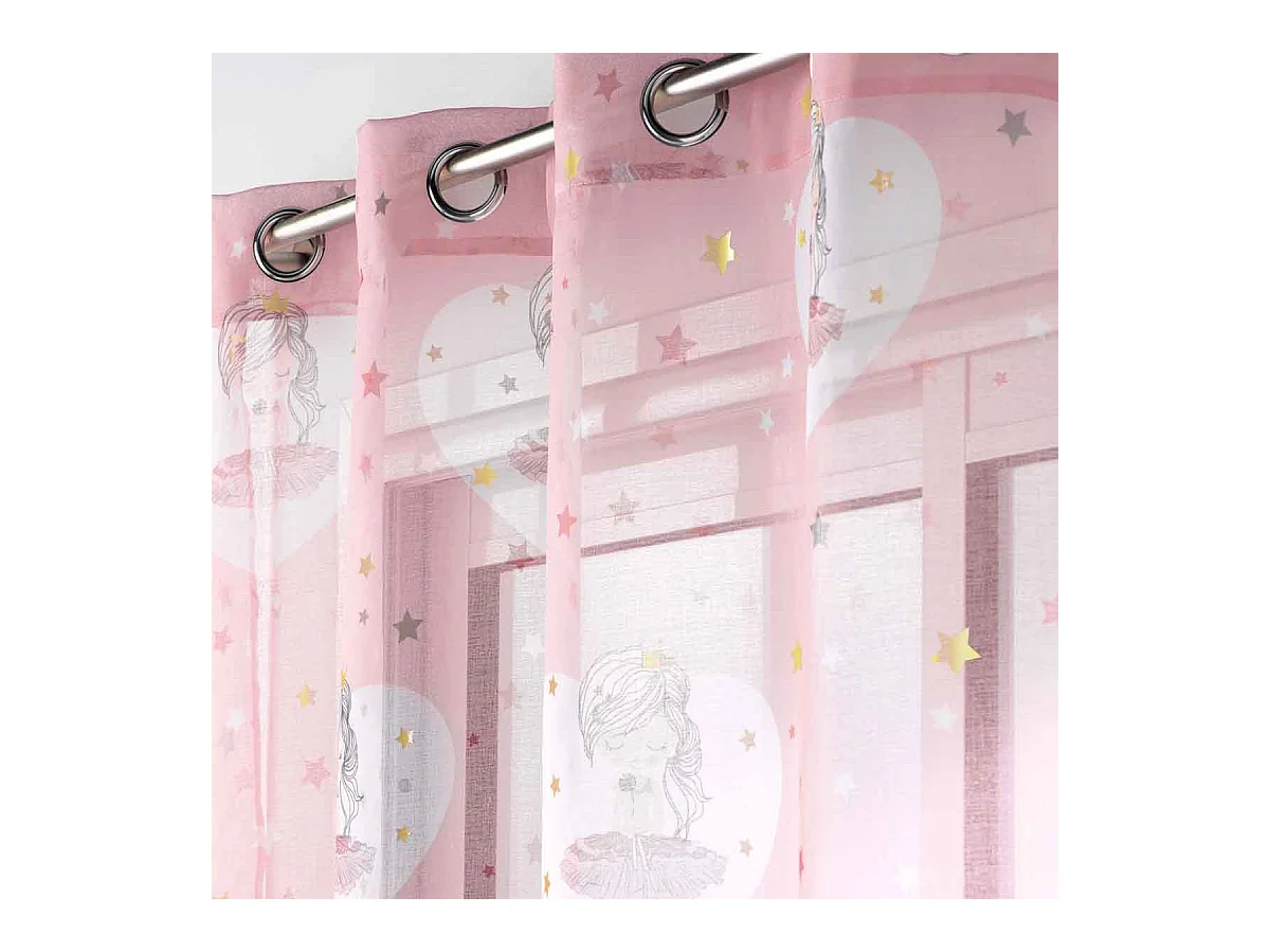 Rideau Voilage "Petite Étoile" 140x240cm Rose