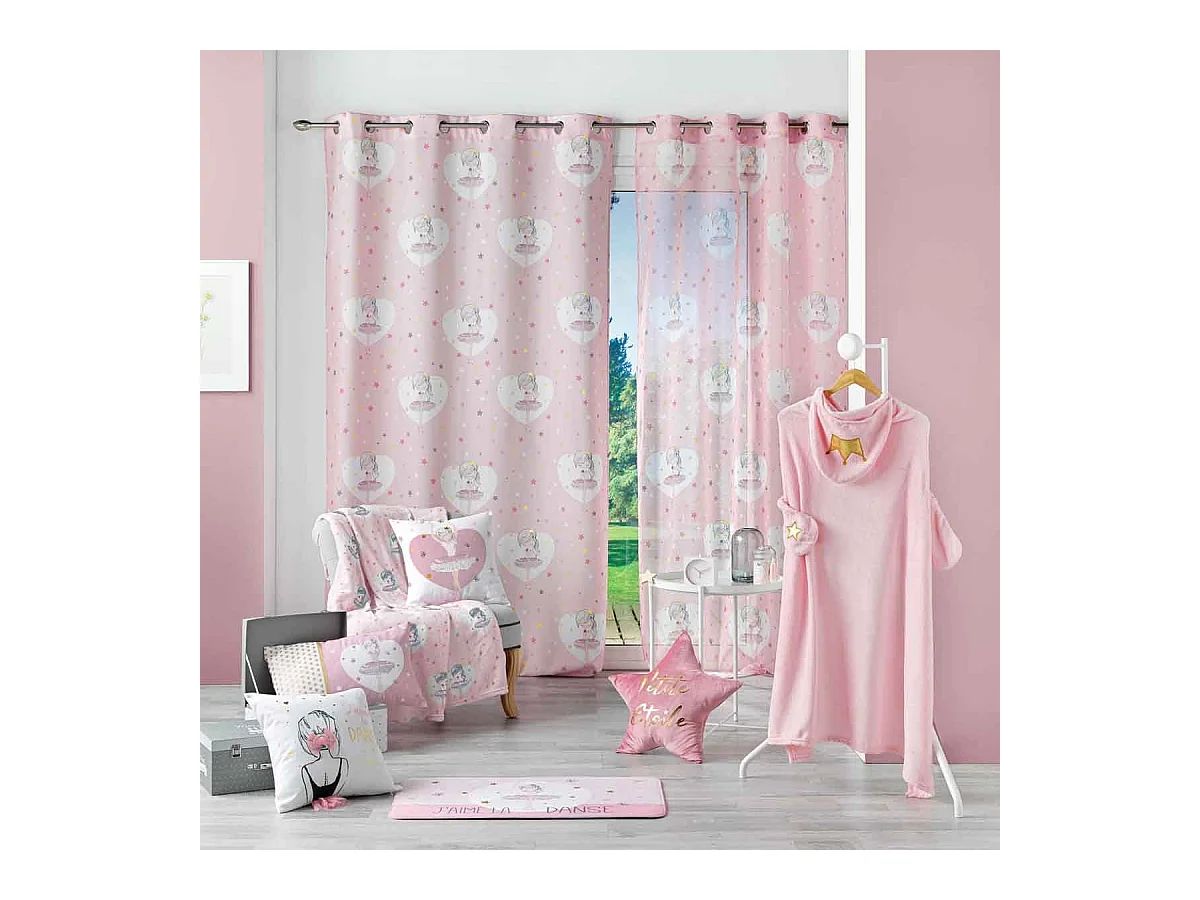 Rideau Voilage "Petite Étoile" 140x240cm Rose