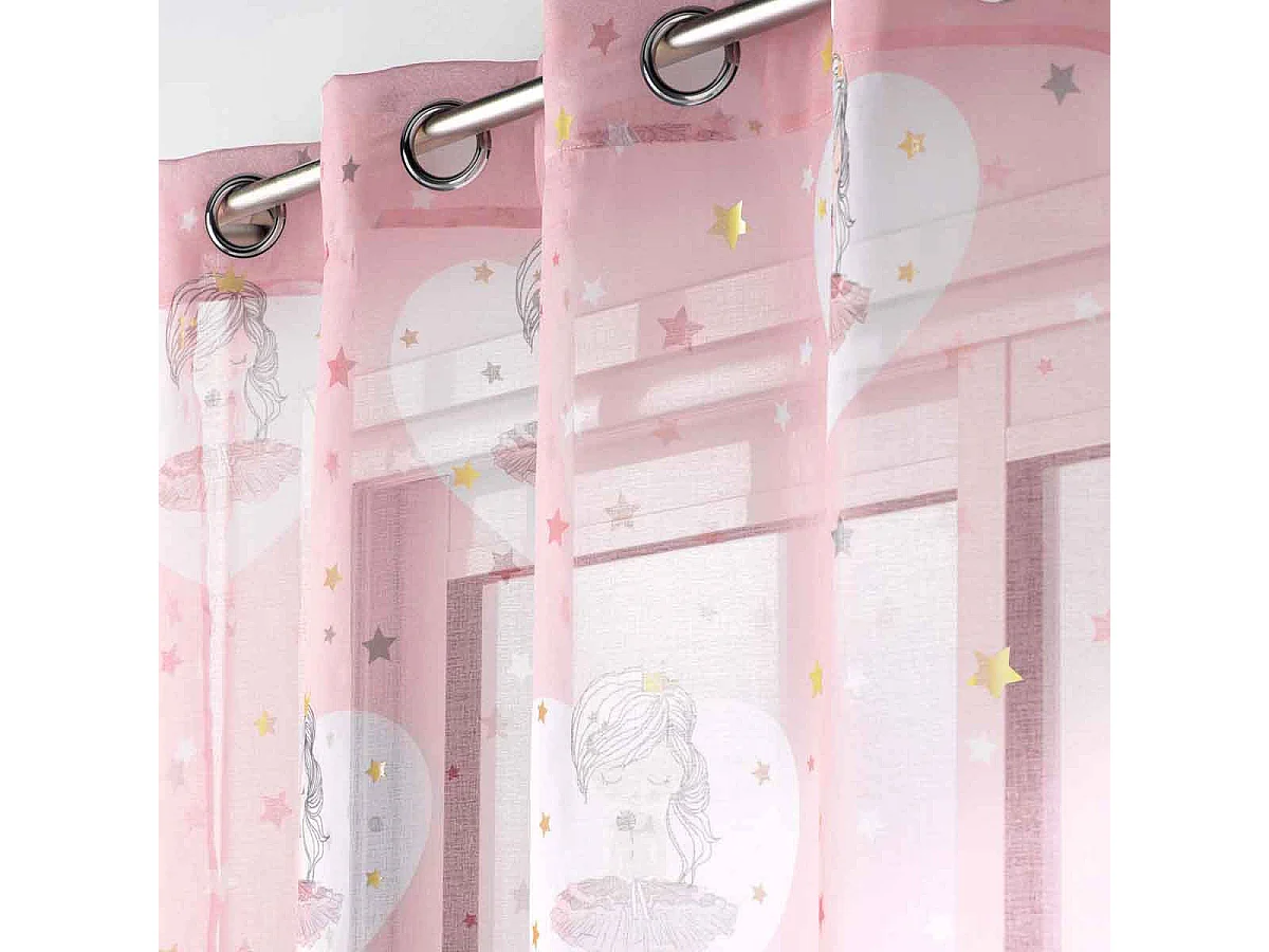 Rideau Voilage "Petite Étoile" 140x240cm Rose