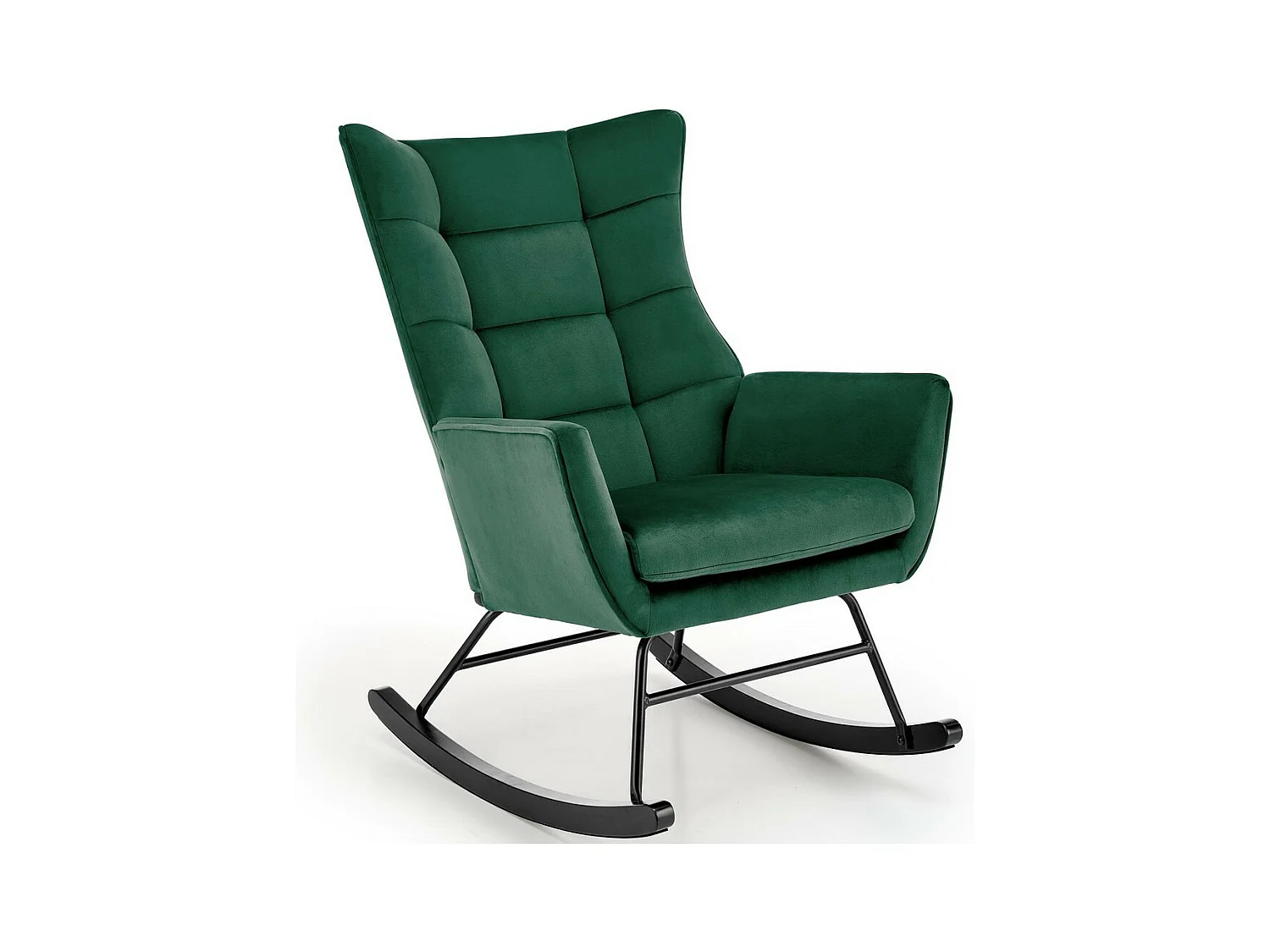 Rocking-chair design en velours vert avec accoudoirs Market