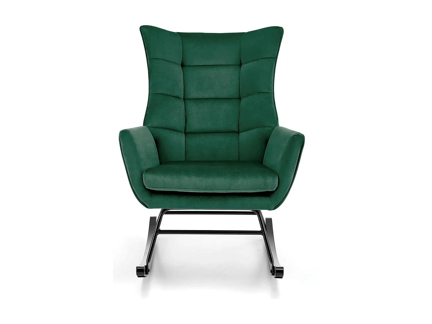 Rocking-chair design en velours vert avec accoudoirs Market