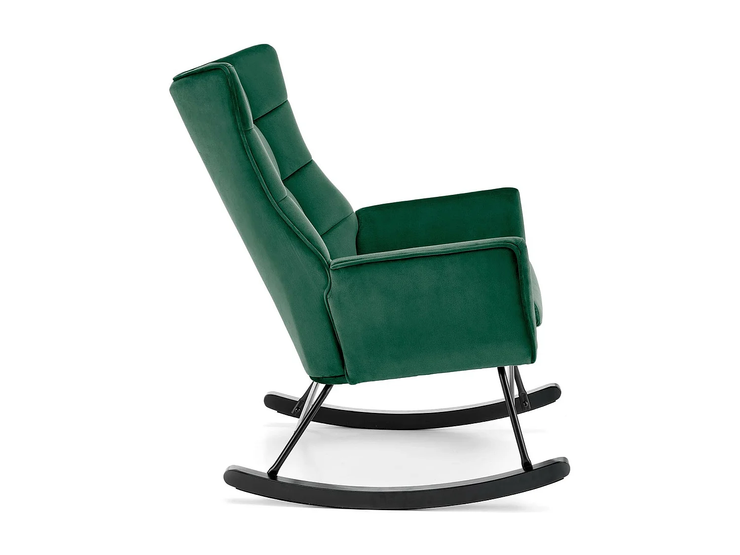 Rocking-chair design en velours vert avec accoudoirs Market